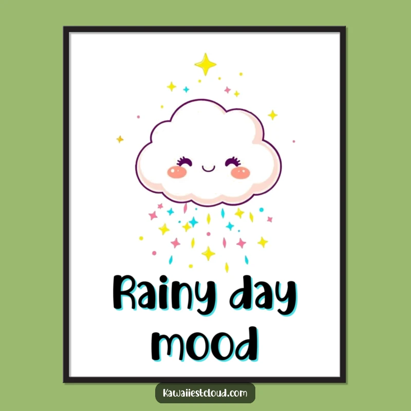 Funny Joyful Cloud Poster - Colorful Art, Whimsical Wall Decor Gift