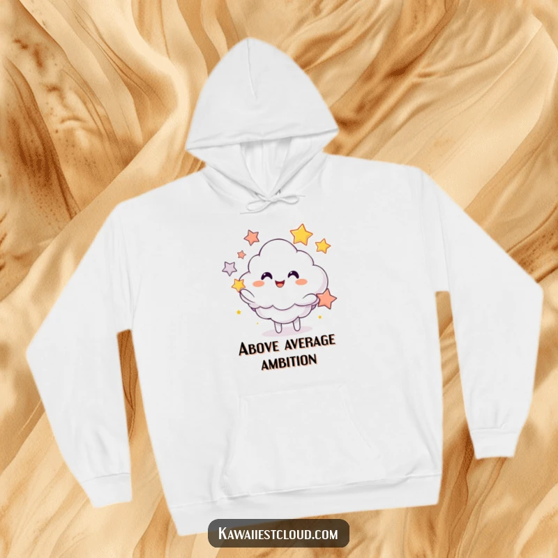 Funny hoodie featuring a happy cloud juggling colorful stars, offering warmth and a dose of lighthearted fun.