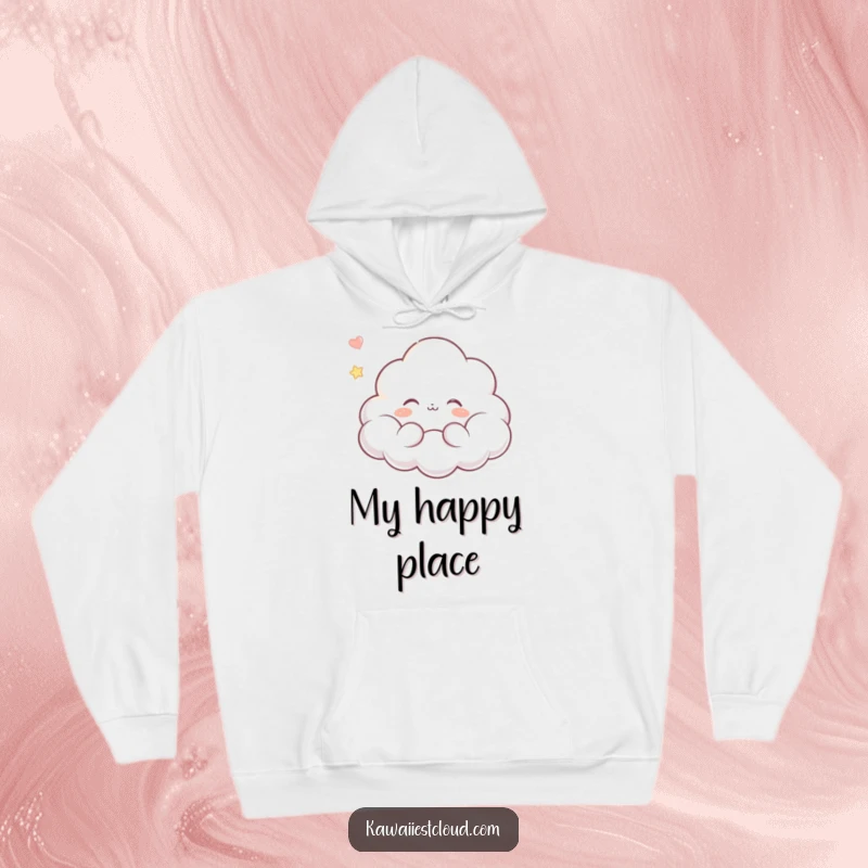 Funny hoodie featuring a tranquil cloud character with a peaceful expression, serenely floating as if deep in a pleasant dream.