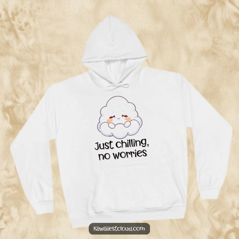Funny Hoodie: A dreamy cloud character floats peacefully with closed eyes, symbolizing ultimate comfort and relaxation.