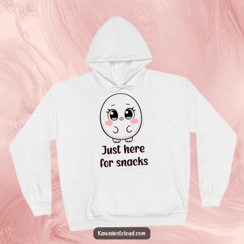 Funny ovular character hoodie featuring large, innocent eyes, offering warmth and a touch of sweet, humorous charm.