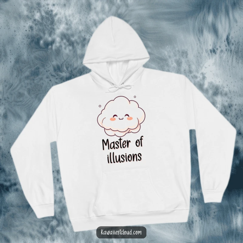 Funny Hoodie featuring a giggling cloud character creating intricate, whimsical shapes with its mist, perfect for cozy inspiration.