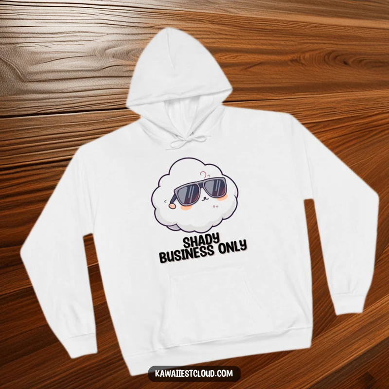 Funny cool cloud hoodie featuring a character in oversized sunglasses, embodying ultimate coolness and a relaxed, stylish vibe.