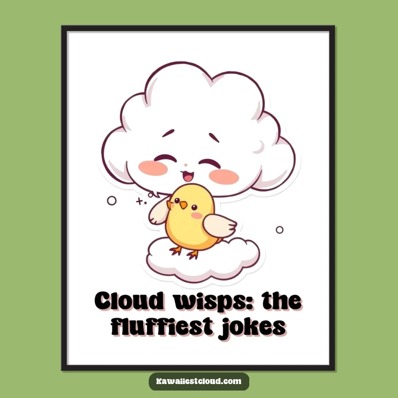 Free Printable Wall Art: Giggling Cloud tickles Bird - Funny Decor Gift