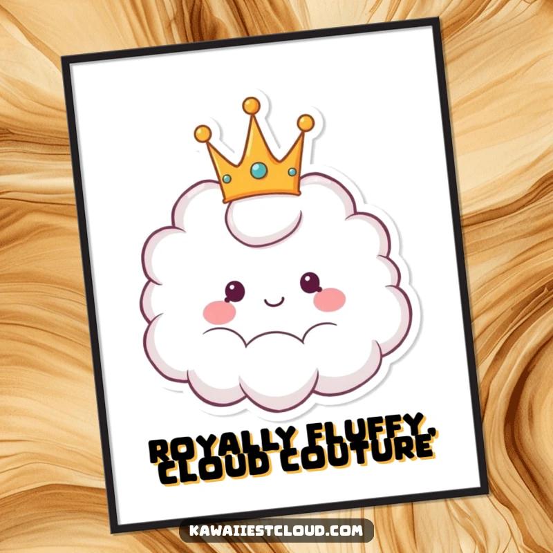 Funny Free Printable Wall Art: A cheerful cloud proudly wears a fluffy crown, adding a touch of regal humor.