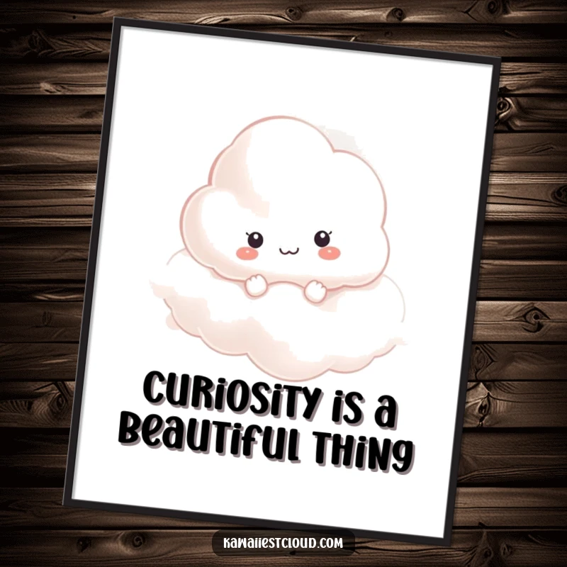 Funny Free Printable Wall Art: A curious cloud character peeks through swirling mist, exploring the unknown