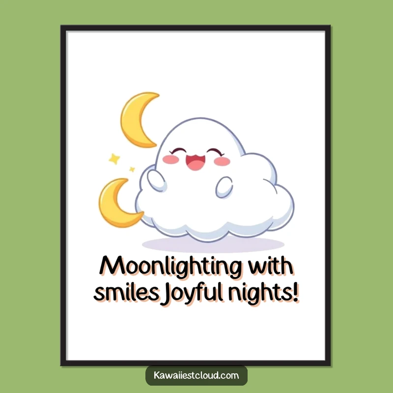 Funny Free Printable Wall Art: Giggling Moon Cloud - Downloadable Decor