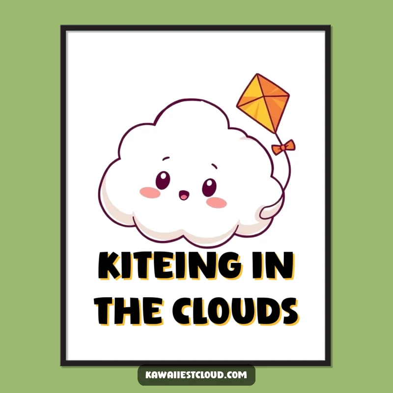 Funny Free Printable Wall Art: Surprised Cloud & Kite, Downloadable Decor Gift!