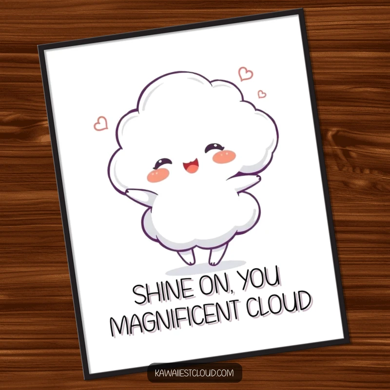 Funny Free Printable Wall Art: A delighted cloud character dances with a gentle shimmer, radiating happiness