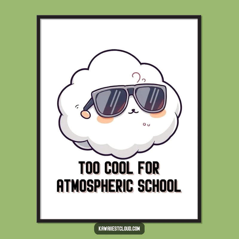 Free Printable Wall Art: Cool Cloud with Sunglasses - Funny Decor Gift