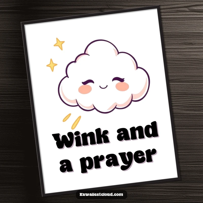 Funny Free Printable Wall Art: A winking cloud character winks playfully, leaving a shimmering trail of light