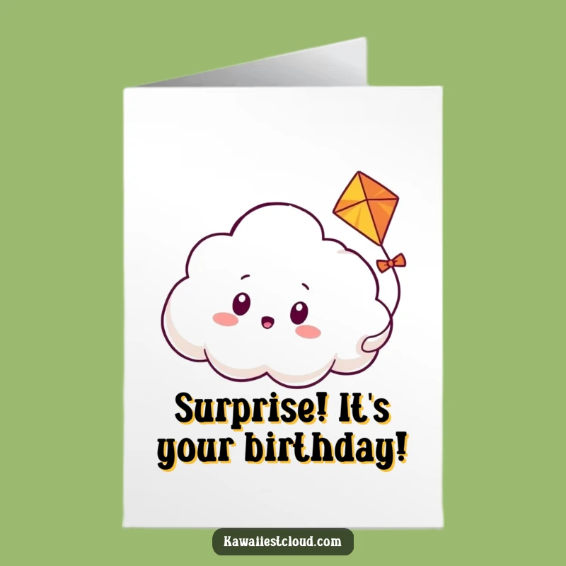 Free Printable Birthday Card: Surprised Cloud & Kite, Funny Downloadable Gift!