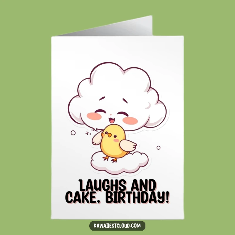 Free Printable Bday Card: Giggling Cloud tickles Bird - Funny Gift