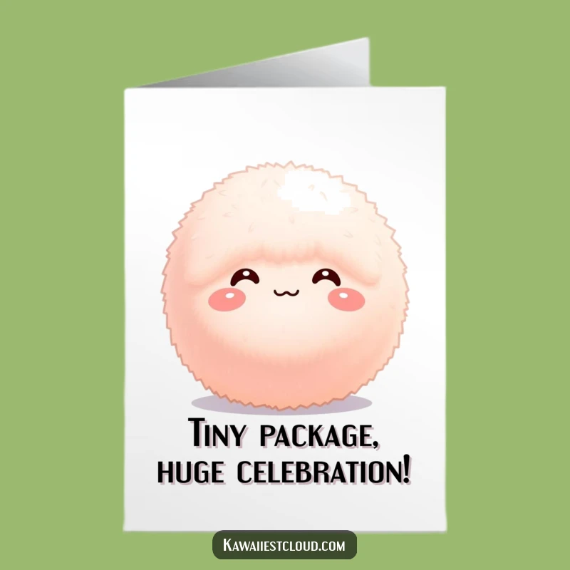 Free Printable Birthday Card: Bashful Fluffy Sphere, Cute DIY Downloadable Gift