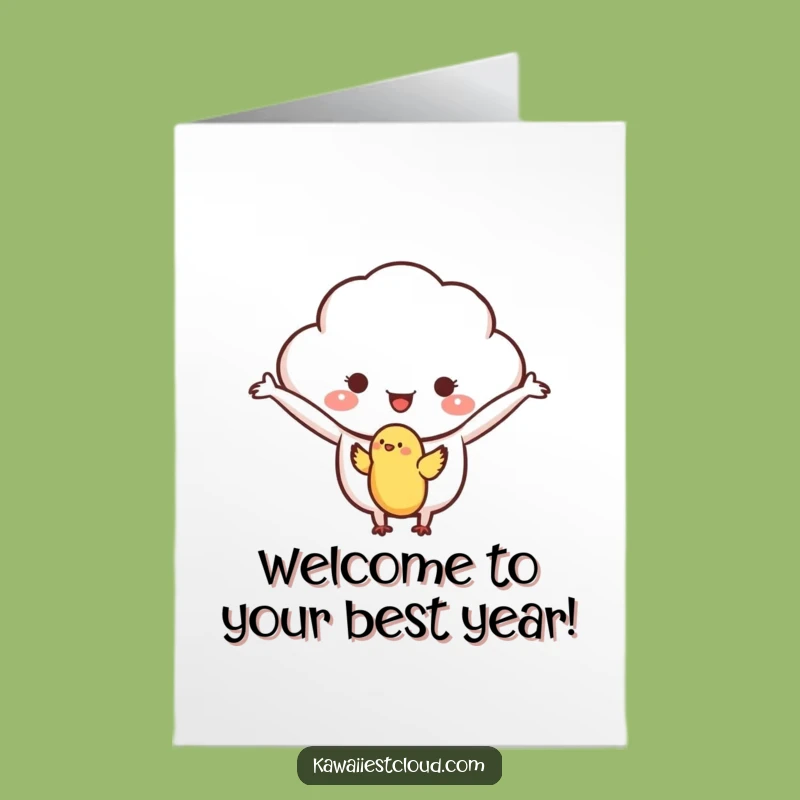 Free Printable Birthday Card: Welcoming Cloud & Bird, Gentle Humorous Downloadable Gift