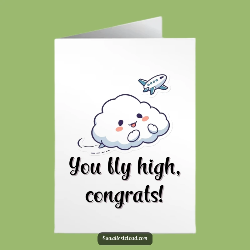 Free Printable Congrats Card: Cloud Tickles Bird - Funny Downloadable Gift for Playful Celebrations