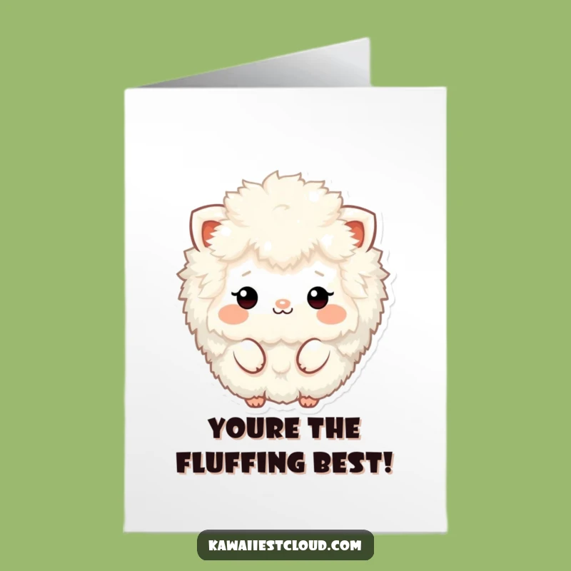 Free Printable Congrats Card: Fluffy Character's Minimalist Cheer, Downloadable Gift