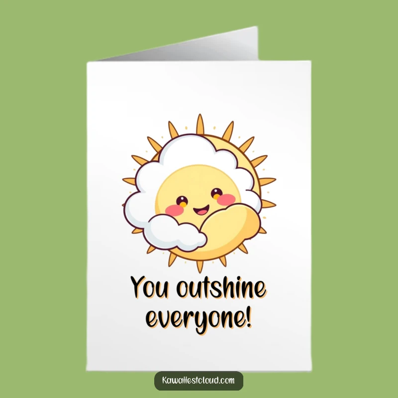 Free Printable Congrats Card: Funny Cloud Peeking Sunshine Downloadable