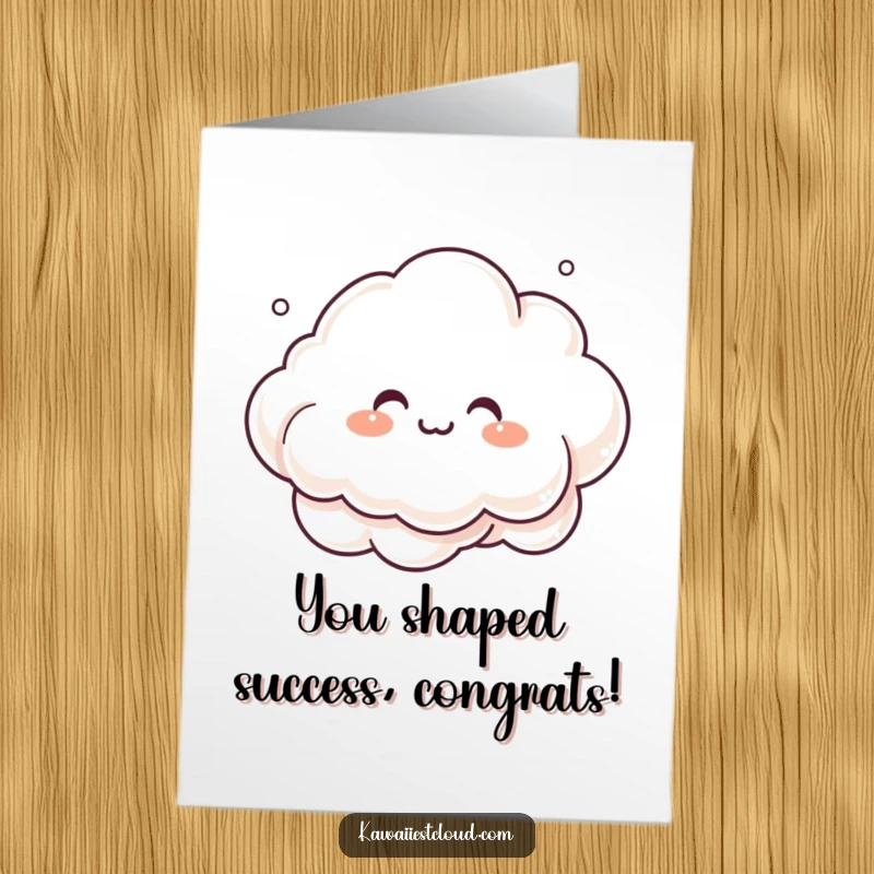 Funny Free Printable Congrats Card: Giggling cloud character forming intricate mist shapes, celebrating artistic achievement.