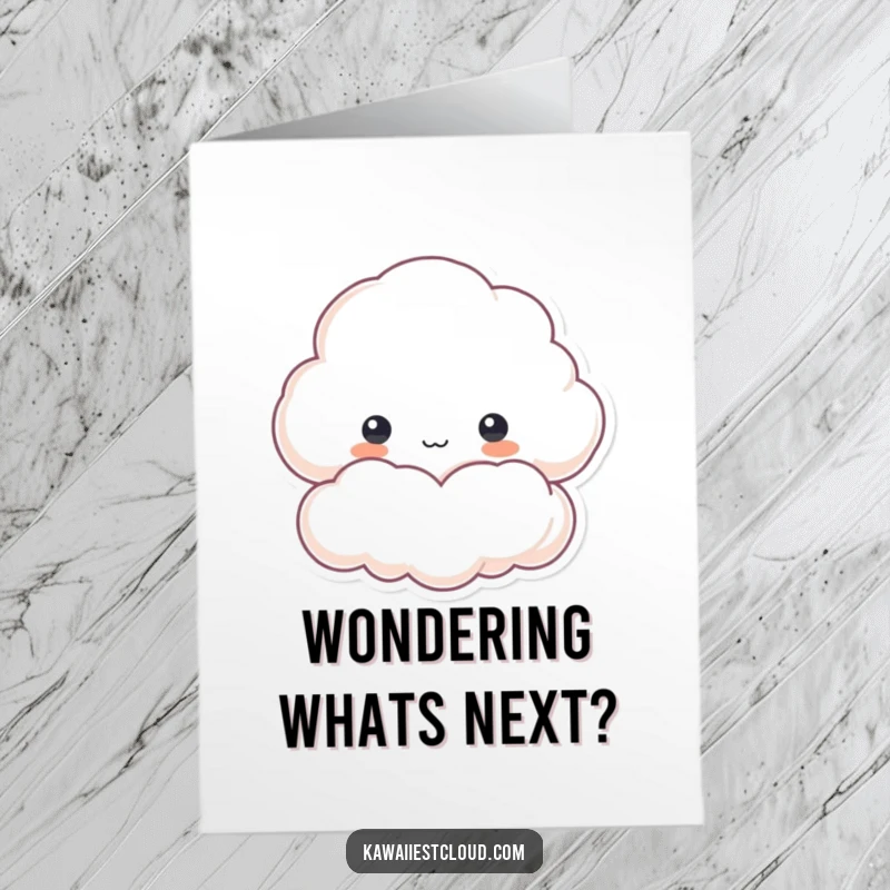 Funny Free Printable Congratulations Card: A curious cloud peeks from behind fluffy edges, suggesting a delightful surprise for the recipient.