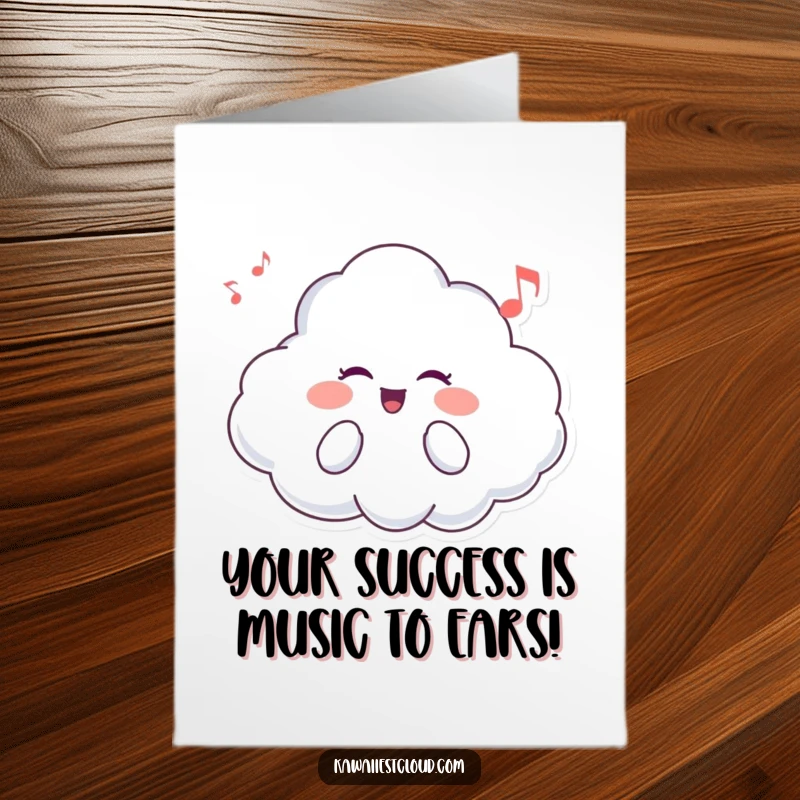 Funny Free Printable Congratulations Card: A cheerful cloud character joyfully singing a celebratory melody for any occasion.