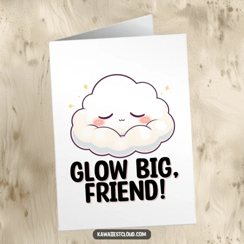 Funny Free Printable Congratulations Card with a sleepy cloud character drifting peacefully, emitting soft glows, offering warm wishes.
