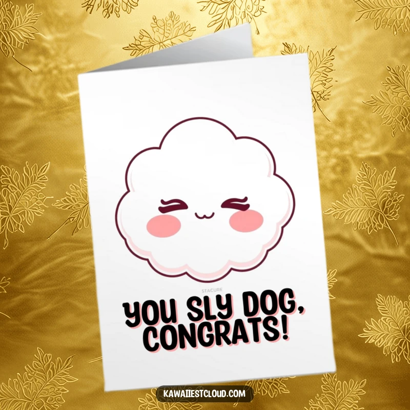 Funny Free Printable Congratulations Card: A cloud with rosy cheeks gives a mischievous wink, sharing a playful secret.