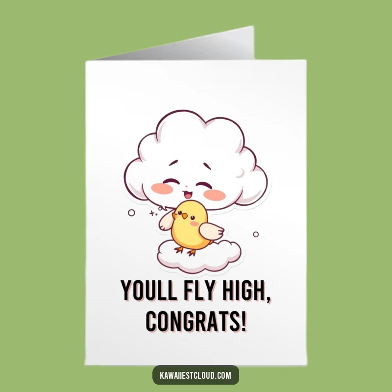 Free Printable Congrats Card: Giggling Cloud & Bird - Humorous Gift