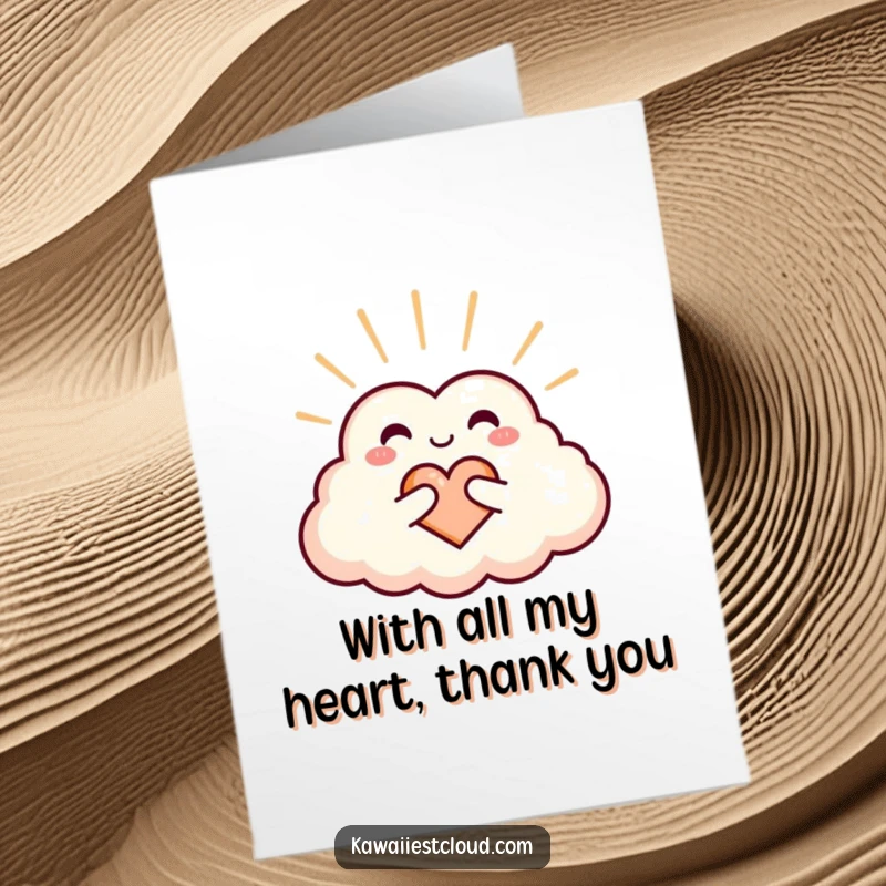 Funny Free Printable Thank You Card: A heart-shaped cloud radiating comforting warmth, perfect for expressing thanks.