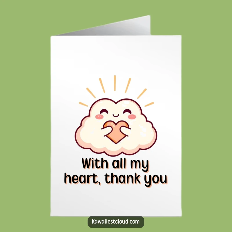 Free Printable Thank You Card: Heart Cloud Radiating Warmth, a Grateful Downloadable Gift