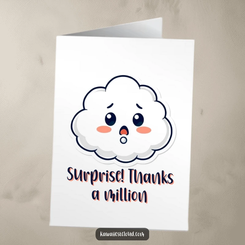 Funny Free Printable Thank You Card: A surprised cloud character with a large question mark, a puzzling downloadable gift.