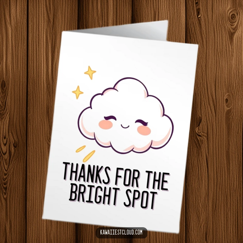 Funny Free Printable Thank You Card: A winking cloud character winks subtly, leaving a trail of appreciation