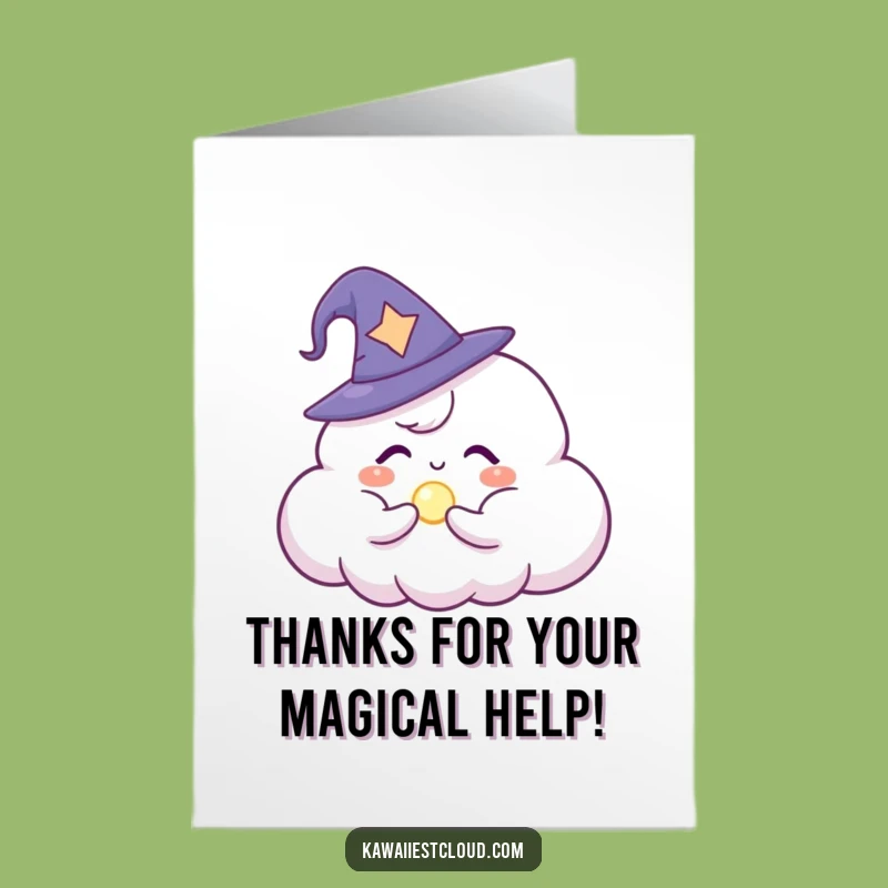 Free Printable Wizard Cloud Thank You Card: Funny Downloadable Grateful Magic