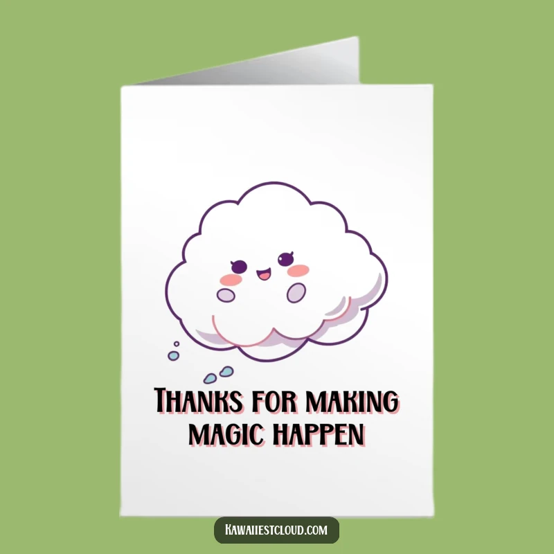 Funny Free Printable Thank You Card: Cloud Character Shimmer - Cute Downloadable Gift