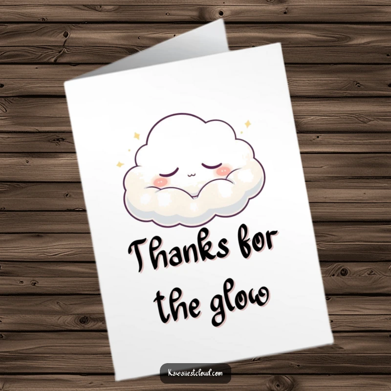 Funny Free Printable Thank You Card showing a sleepy cloud character drifting peacefully, emitting soft glows, a truly heartwarming thank you.