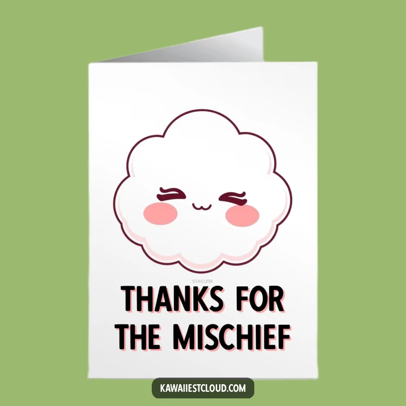 Winking Cloud Thank You Card: Free Printable Funny Downloadable Gift for Playful Thanks
