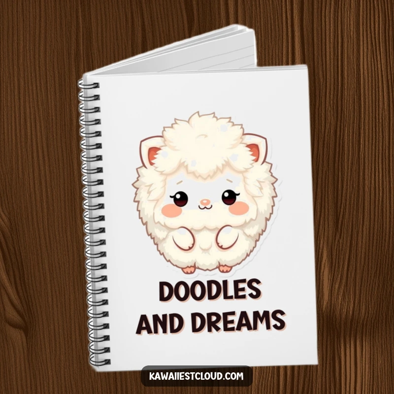 Funny fluffy, textured character notebook with minimalistic features, providing a stylish and humorous space for writing and drawing.