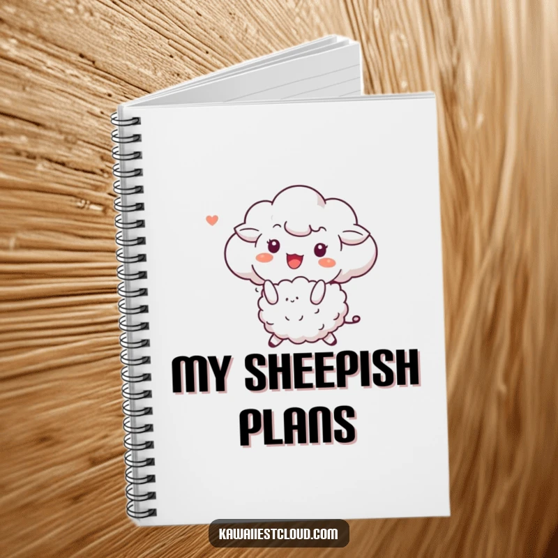Funny notebook cover featuring a cloud character gleefully bouncing a sheep, ideal for jotting down ideas and fun notes.