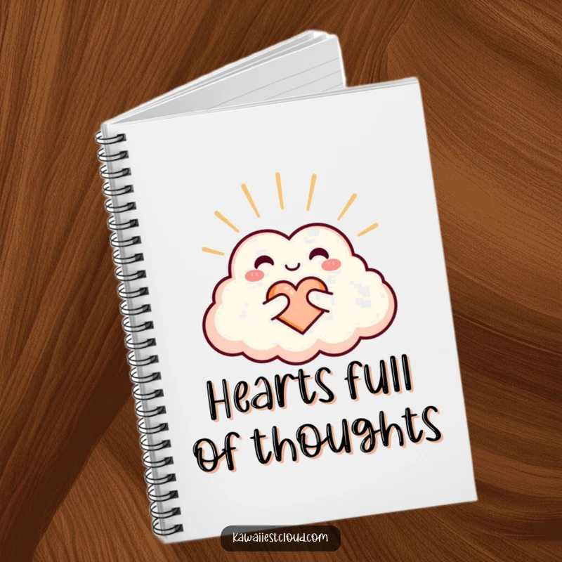 Funny heart-shaped cloud notebook cover radiating warmth and love, ideal for journaling.