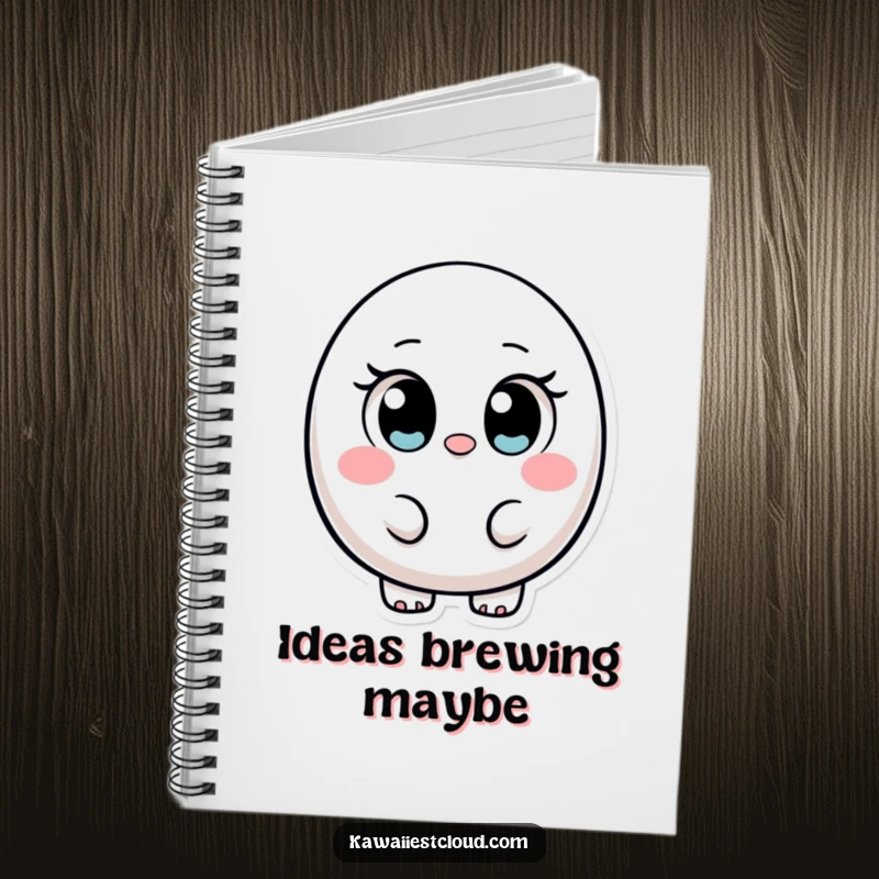 Funny ovular character notebook with large, innocent eyes, ideal for jotting down notes with a touch of sweet, humorous charm.