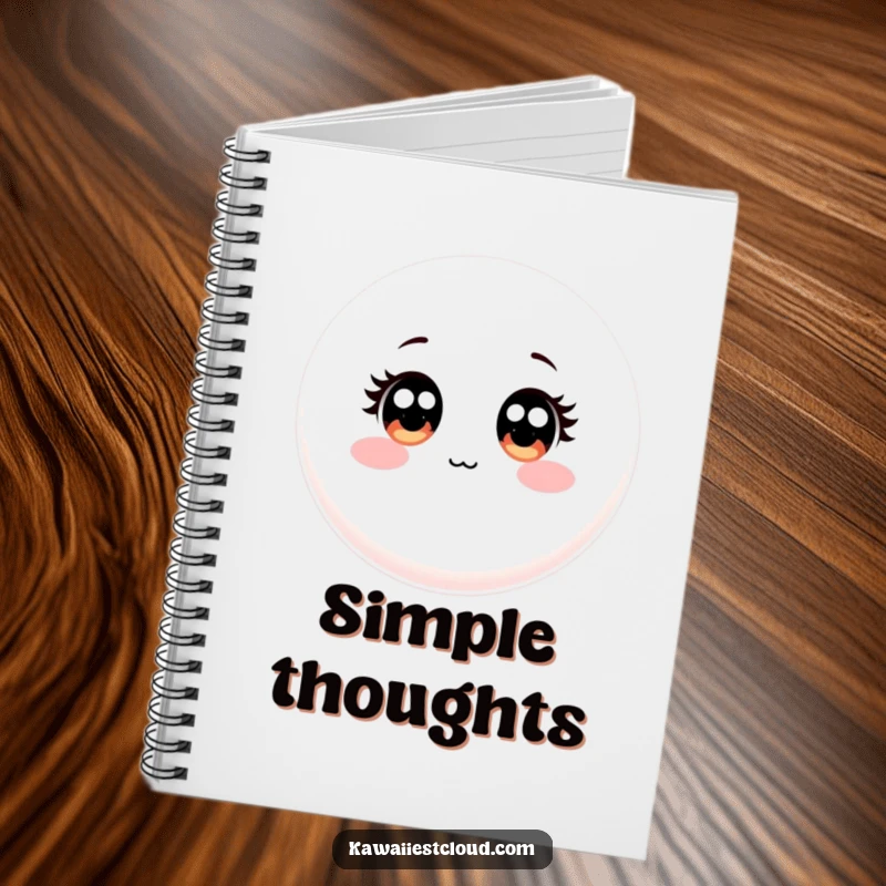 Funny Notebook: A perfectly round, smooth object with innocent, wide eyes, designed for jotting down thoughts and ideas.
