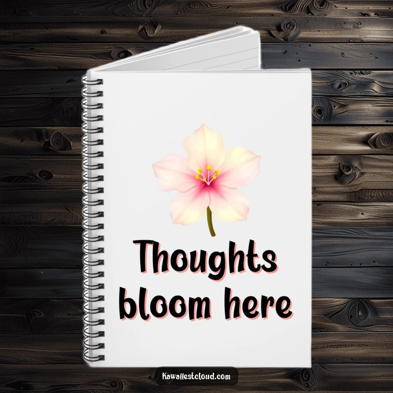 Funny tiny glowing blossom notebook with delicate translucent petals, perfect for humorous journaling.