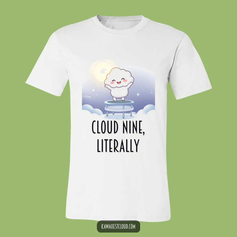 Funny Cloud Trampoline Tee: Joyful Moonlight Bouncing T-Shirt for Fun Lovers