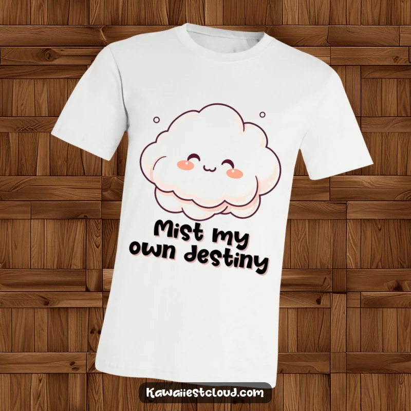Funny T-Shirt of a giggling cloud character creating intricate, whimsical shapes with its mist, a symbol of imagination.