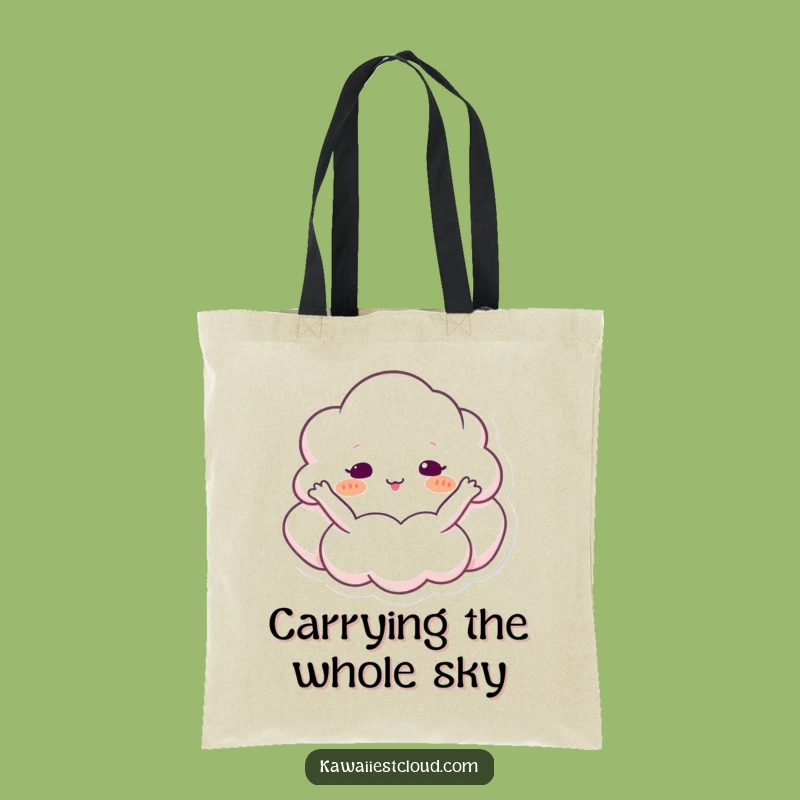 Funny Cloud Hugging Sky Tote Bag: Carry Your Day with Joyful Embrace, Great Gift