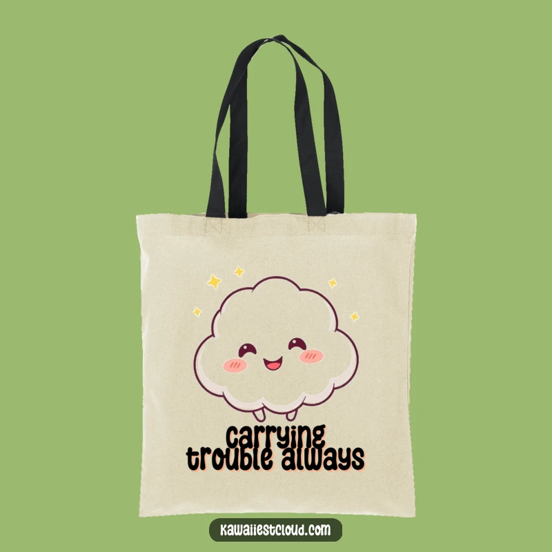 Funny Mischief Cloud Tote Bag, Bouncing Character Accessory, Fun Everyday Bag