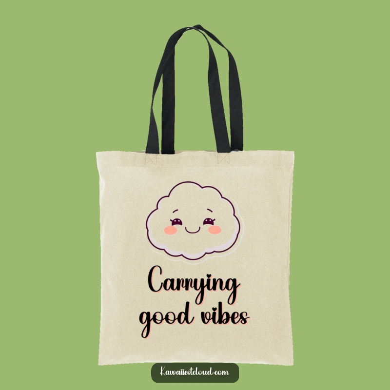 Funny Smiling Cloud Tote Bag, Joyful Floating Character, Carry Your Smile