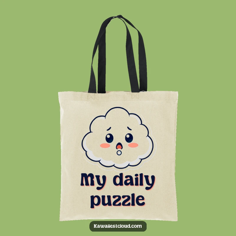 Funny Surprised Cloud Tote Bag: Puzzled Carry-all, Witty Humorous Gift